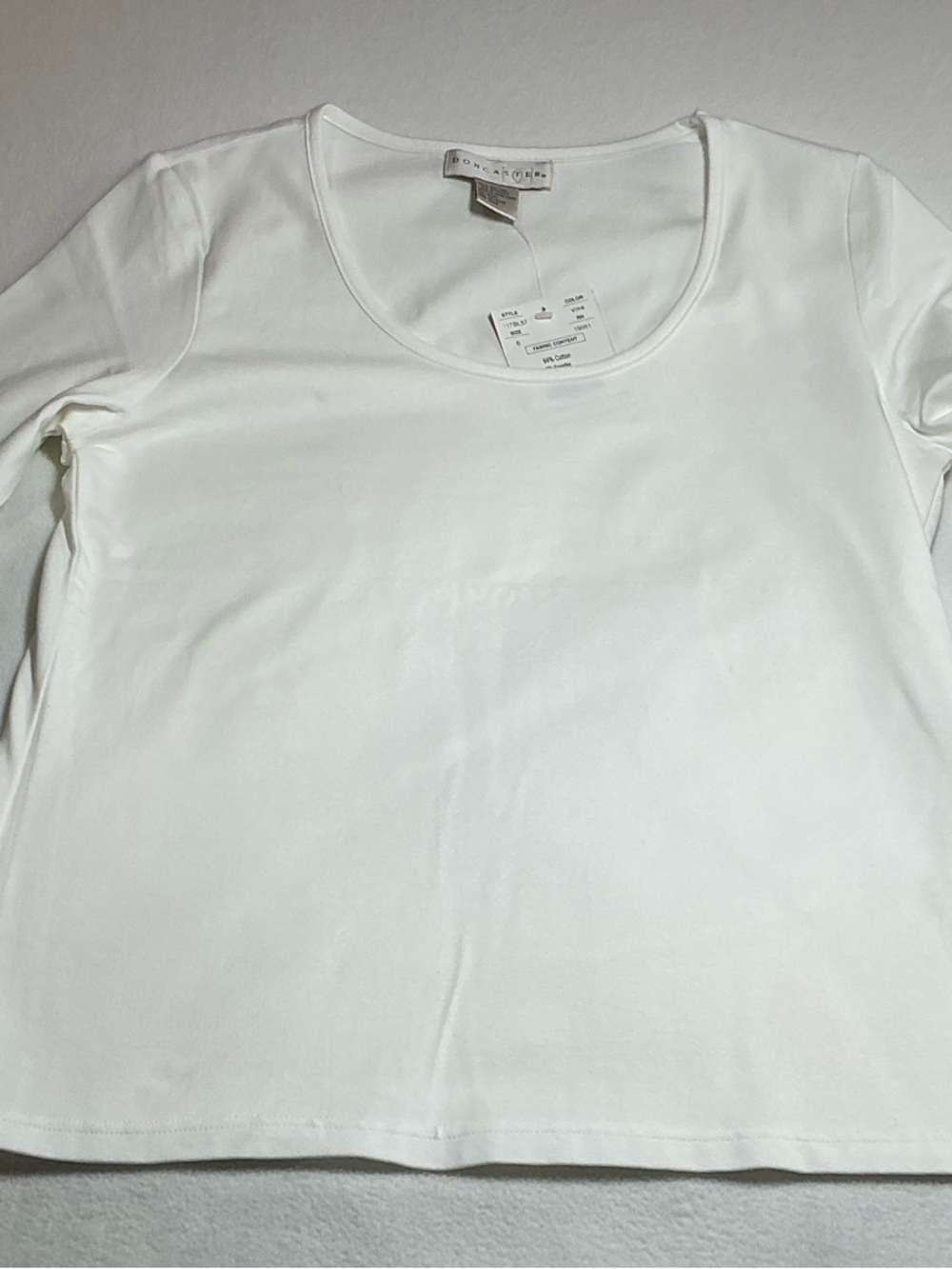 Doncaster Cotton White Scoop Neck 3/4 Sleeve Top small NWT